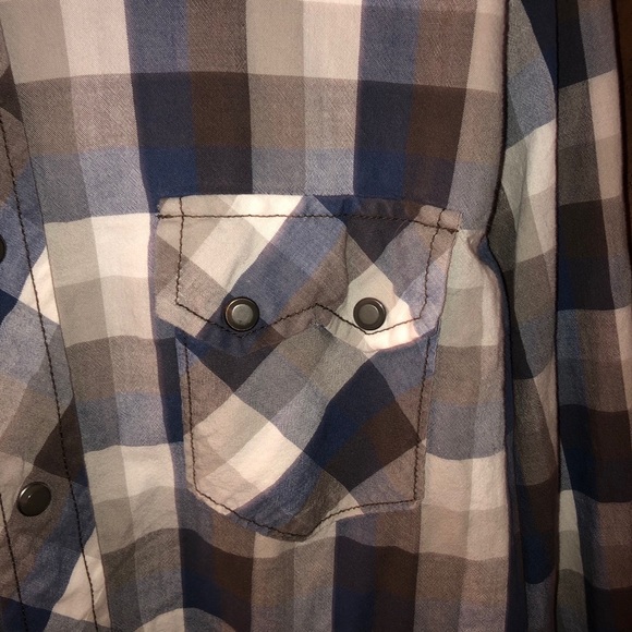 Plaid button down with snaps - Picture 3 of 5